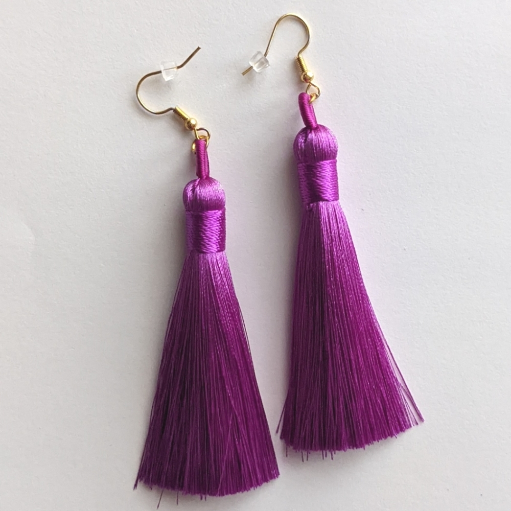 Purple Tassel Earrings